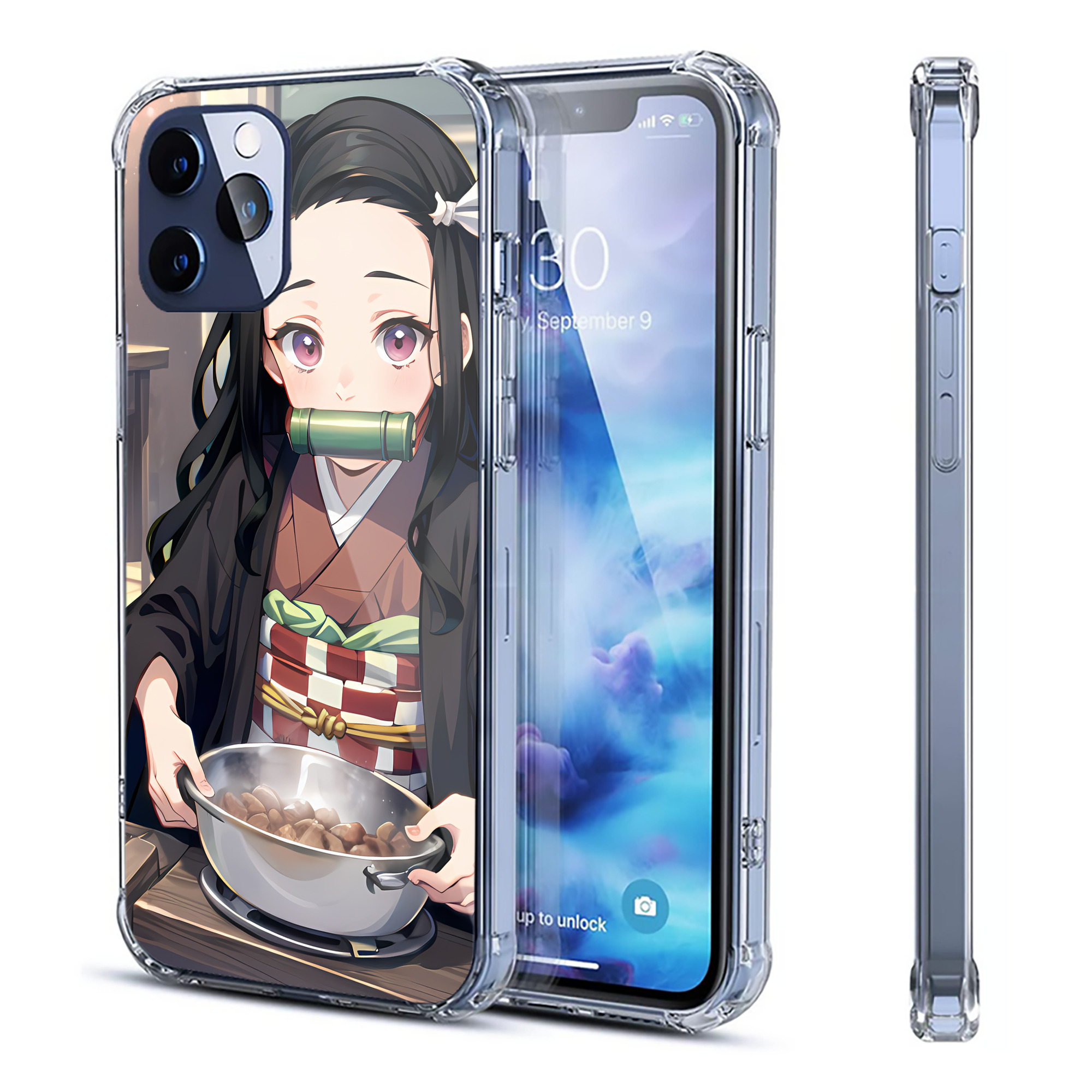 （画像用） 鬼滅の刃（きめつのやいば）竈門 禰󠄀豆子／かまど ねずこ Kamado Nezuko 【iPhone 12シリーズ対応】透明スマホケース（クリアソフトケース）